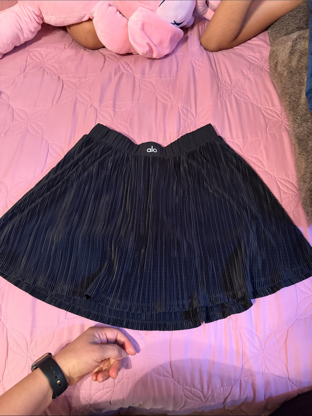 ALO Yoga Black Pleated Circle Skirt